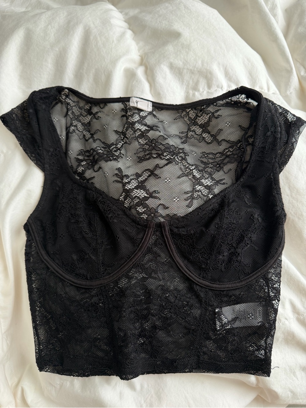 Garage Black Lace Underwire Crop Top